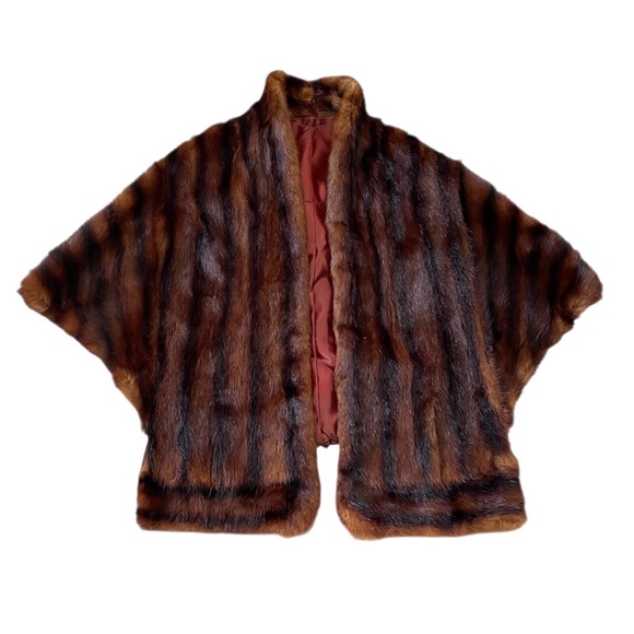 Vintage Mink Real Fur Cape Stole Bolero in Rich Brown - Picture 10 of 10